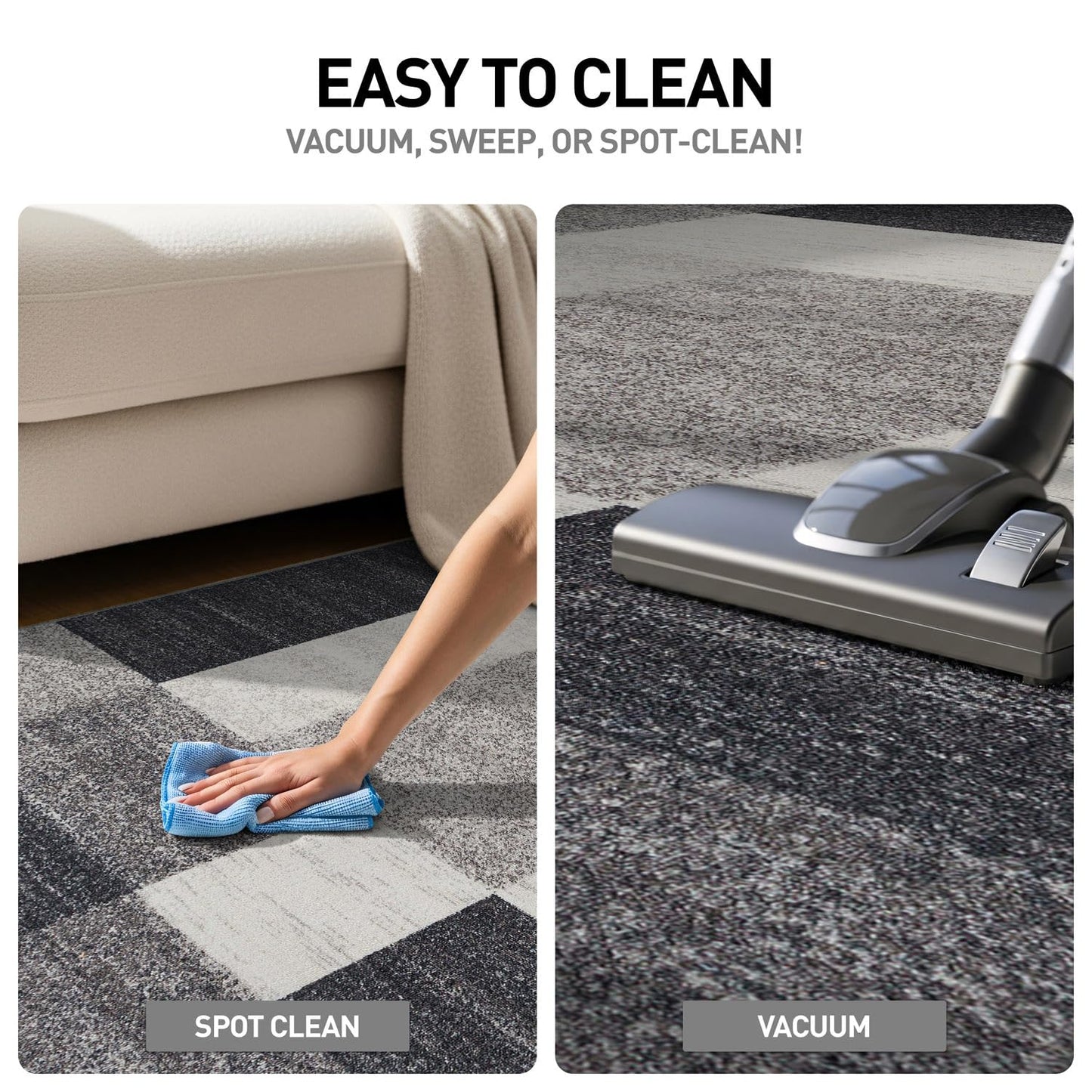 Rugshop Gray Modern Geometric Boxes Non-Slip Area Rug Non-Shedding for Dining Room, Bedroom and Living Room, 4' x 6'