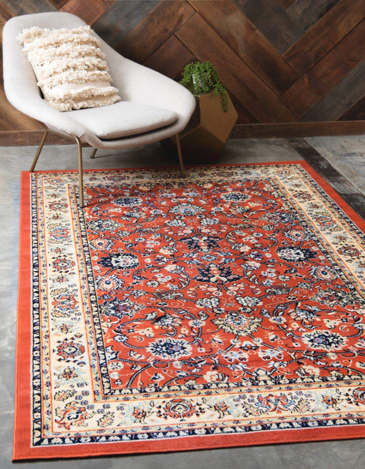 Unique Loom Sialk Hill Collection Area Rug - Washington (4' 1" x 6' 1" Rectangle, Terracotta/ Cream)