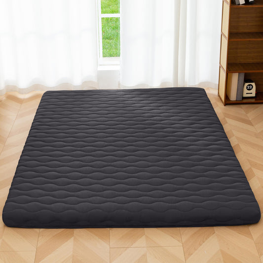 MAXYOYO Japanese Floor Futon Mattress Twin Size, 3" Thicken Tatami Sleeping Pad Foldable Roll Up Mattress, Portable Floor Mattress Pad for Adults, Guest Room, Camping, Black