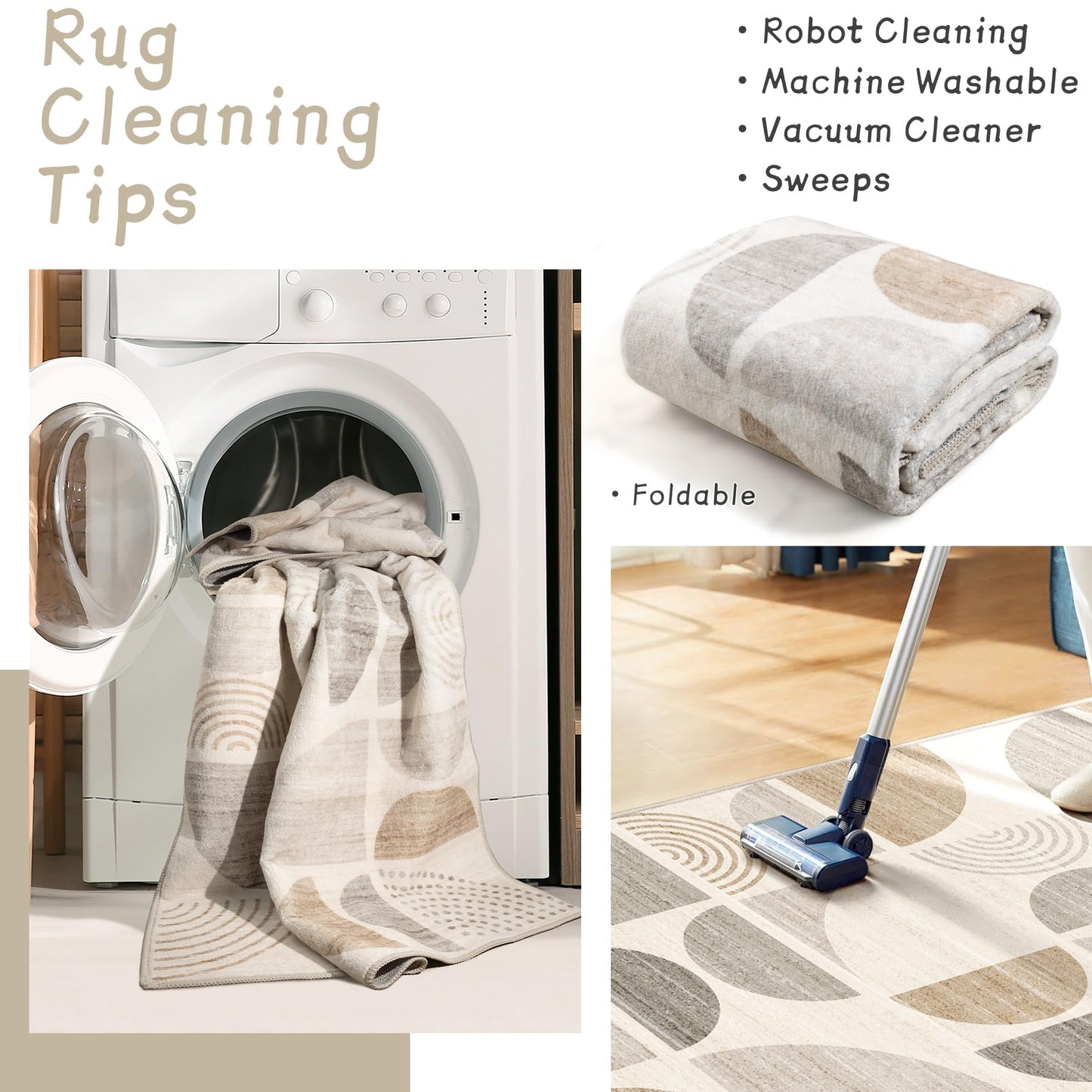 MUJOO Boho Small Rug Washable,2x3 Area Rugs for Entryway Bathroom Entry Entrance Kitchen,Front Door Mat Soft Throw Carpet Non Slip Indoor Modern Abstract Bohemian Neutral Beige