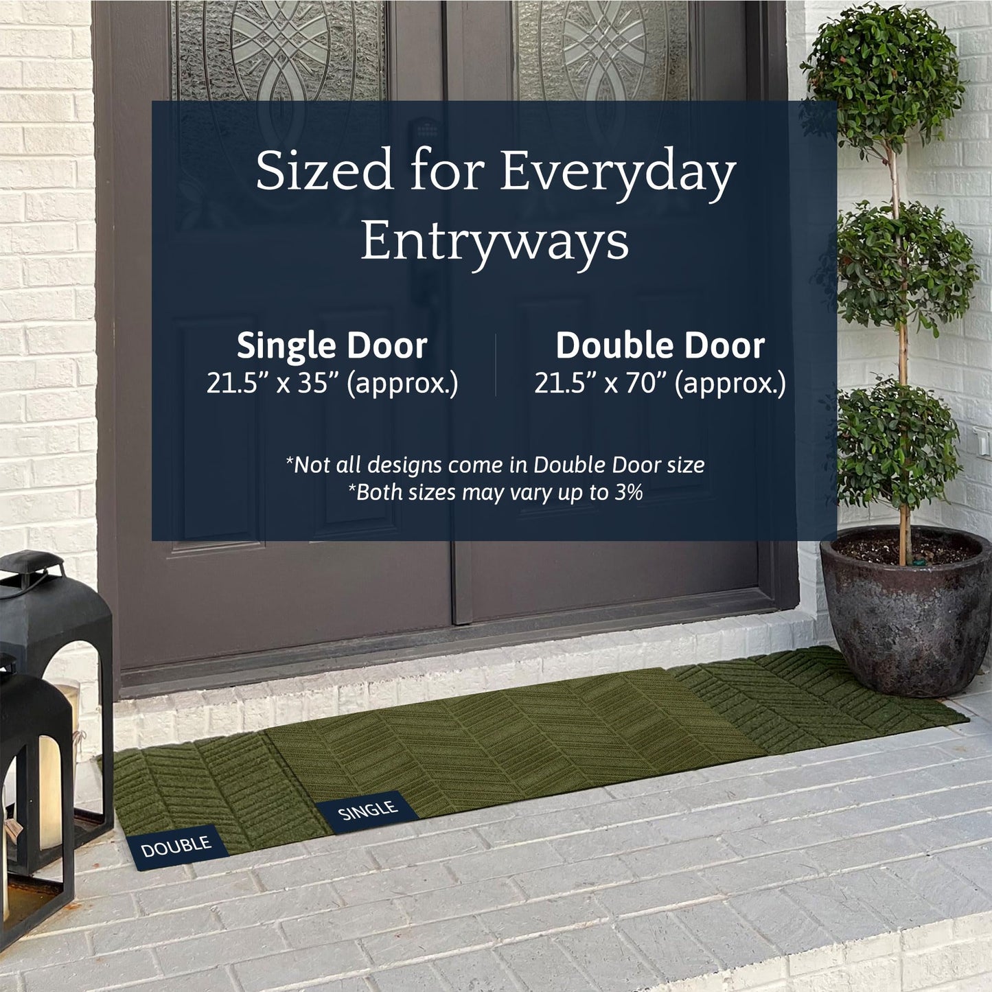 Matterly WaterHog Luxe in Vein Front Door Mat Indoor Outdoor Entrance, All-Weather Doormat with Rubber Backing, Dirt & Moisture Trapper, Low Profile & Easy Clean, Made in USA, 21.5"x70" Olive
