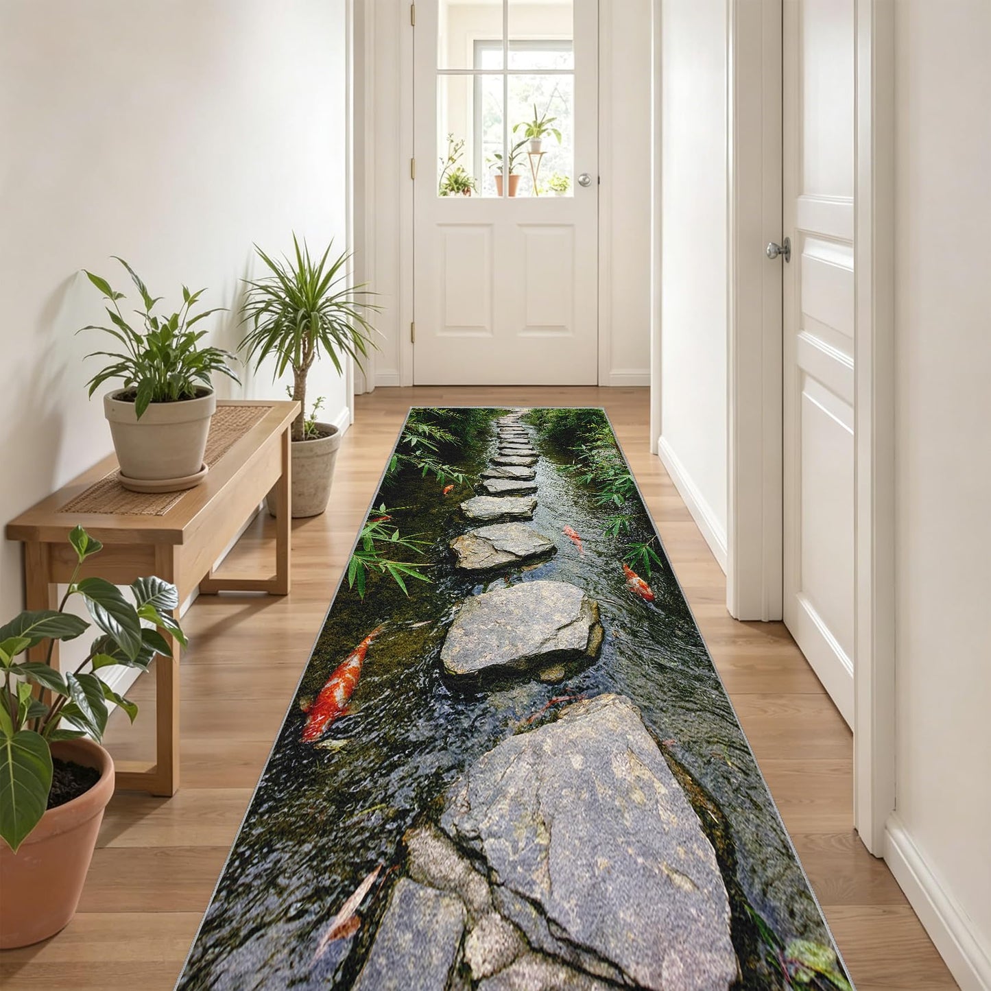 Optical Illusion Hallway Runner Stone Road 2.6x8 Runner Rug