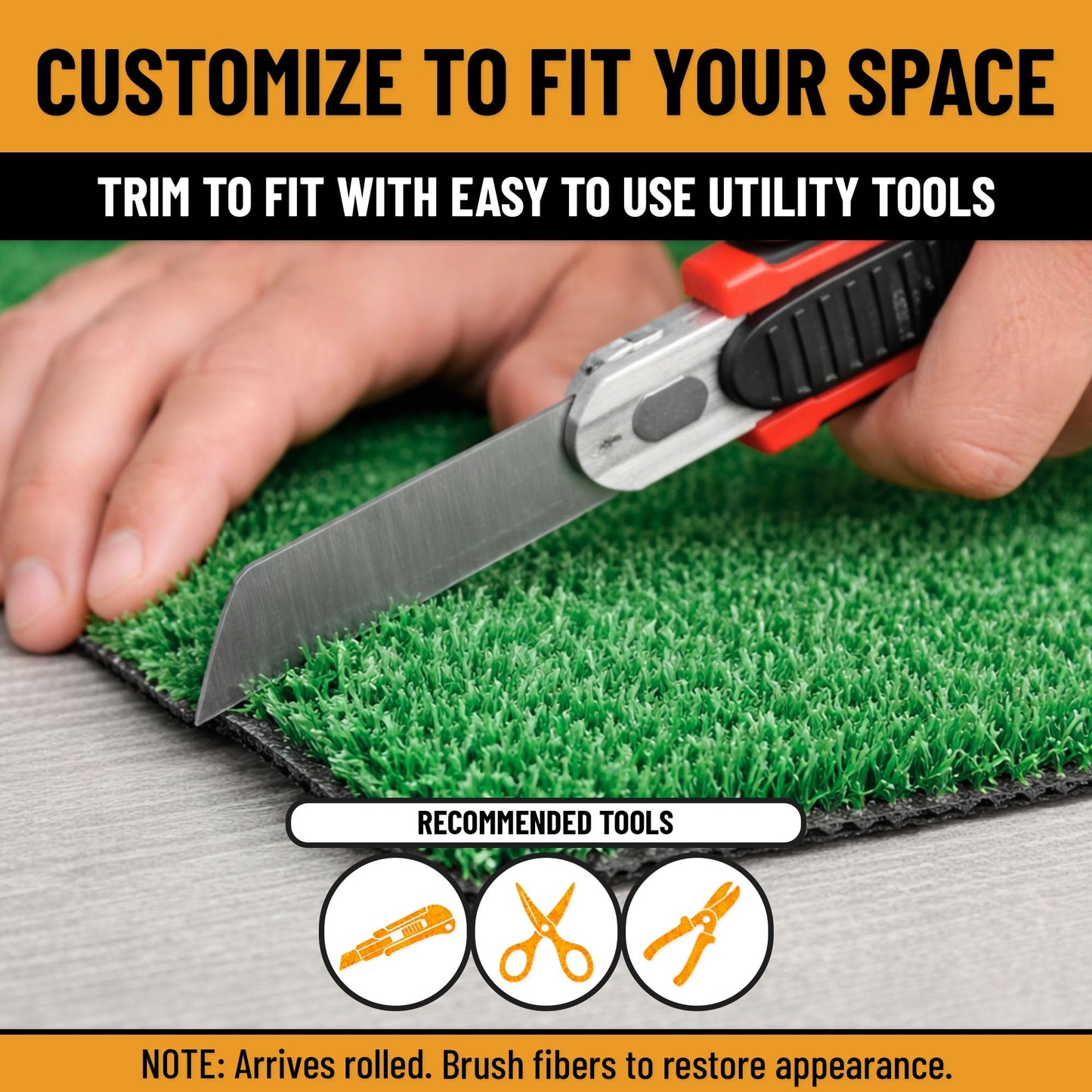 Ottomanson Artificial Grass Rug Lite 5'3" x 8'2", Fake Grass Carpet for Patio & Deck, Indoor Outdoor Pet Turf Area with Drainage Holes, UV Resistant