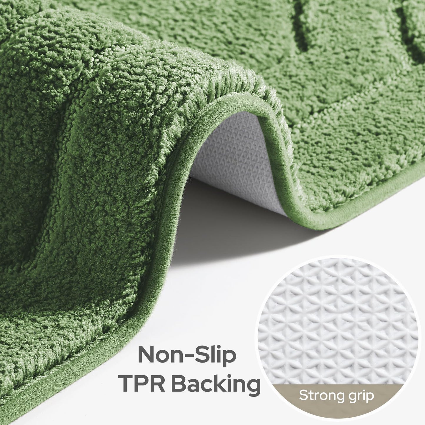 HOMEIDEAS Bathroom Rugs Sets 2 Piece, Extra Soft and Absorbent Microfiber Plush Bath Mat with Non Slip Backing(Sage Green)