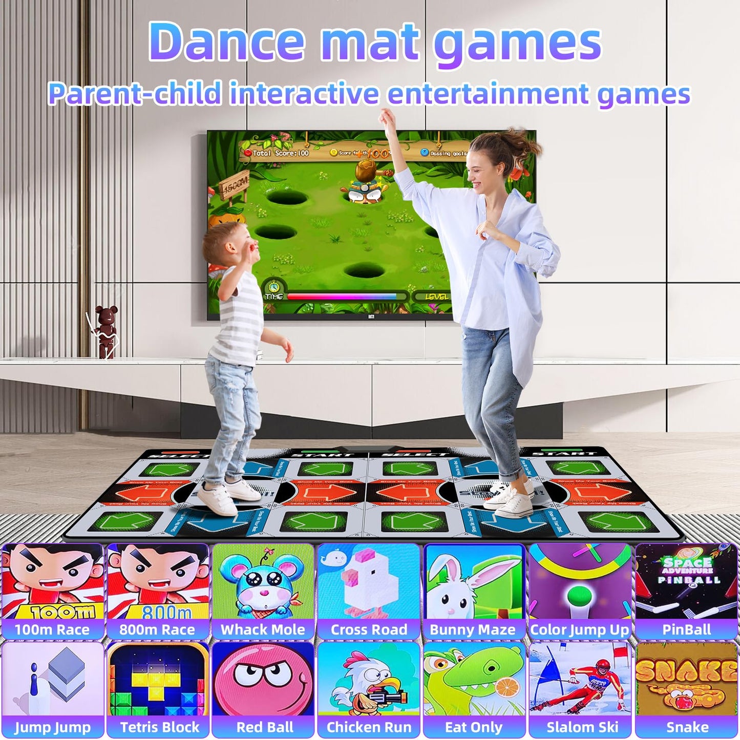 Damcoola TV Dance Mat Games - Wireless Music Electronic Dance Mat Fun Dance Fitness Games for Kids, Christmas and Boys and Girls Birthday Gift Ideas, Silver Gray