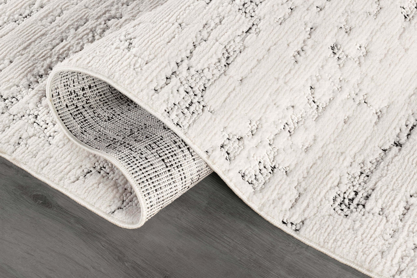 Beverly Rug Micro Loop Area Rug White/Gray 5x7 Abstract Modern Luxury Brushstroke Durable Soft Indoor Rugs for Living Dining Room Office Stain Resistant Non Shedding Casual Indoor Carpet 5 x 7