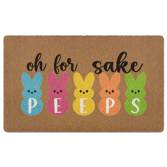 XLDLIOO Funny Easter Bunny Door Mat, Easter Rabbit Welcome Front Door Mat Indoor Outdoor Entrance, Cute Colorful Bunny Artificial Coir Doormats Rugs for Porch Entryway Home Decor 30x17in