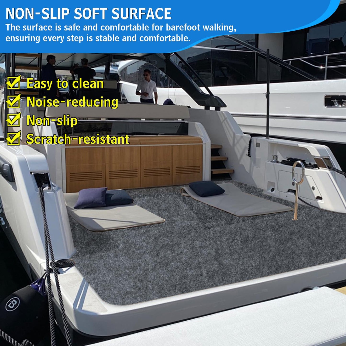 Self-Adhesive 1.9 ft x 7.8 ft Marine Carpet, Waterproof Boat Carpet, Suitable for Outdoor, Passageway, Indoor (Gray)