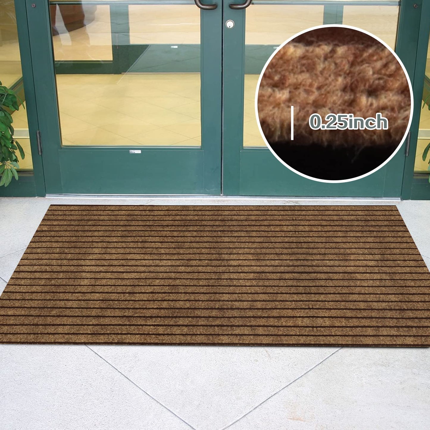 Custom Size Runner Rug 2 ft x 6 ft, 2-82ft Carpet Runners Hallway Entryway Kitchen Garage Laundry Room Area Rugs with Non-Slip Rubber Backing, Brown with Brown Stripe