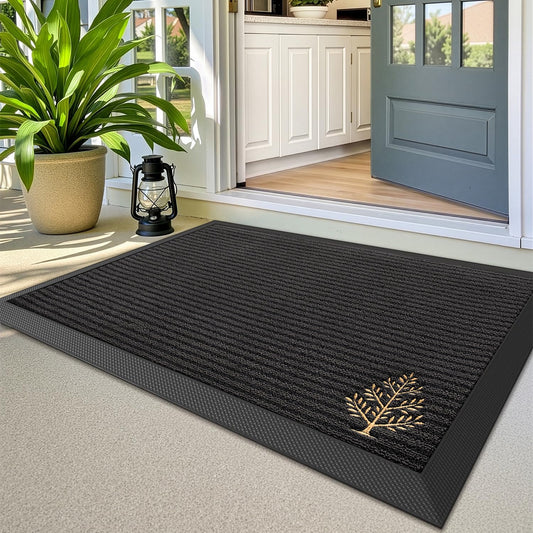 LUMI Outside Welcome Door Mat 24x36, Non-Slip Heavy Duty Dirt Trapper, Grey