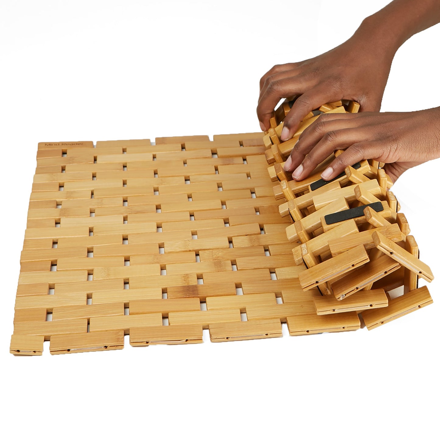 Mind Reader Bath Mat, Shower Mat, Bathtub Mat, Bathroom Accessory, Wood, Rayon from Bamboo, 23.5"L x 16.5"W x 0.4"H, Brown