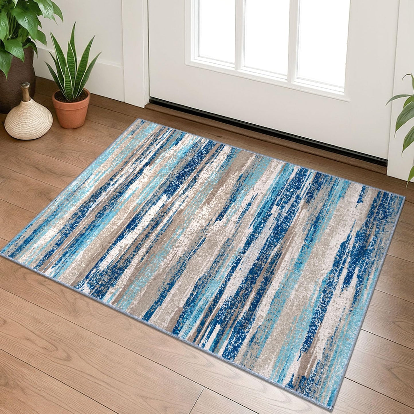 Lansny Abstract 2x3 Area Rug Small Washable Entryway Rug Non Slip Door Mat