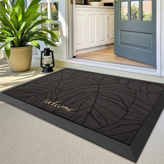 LUMI Outside Welcome Door Mat 20x32, Non-Slip Heavy Duty Dirt Trapper, Grey