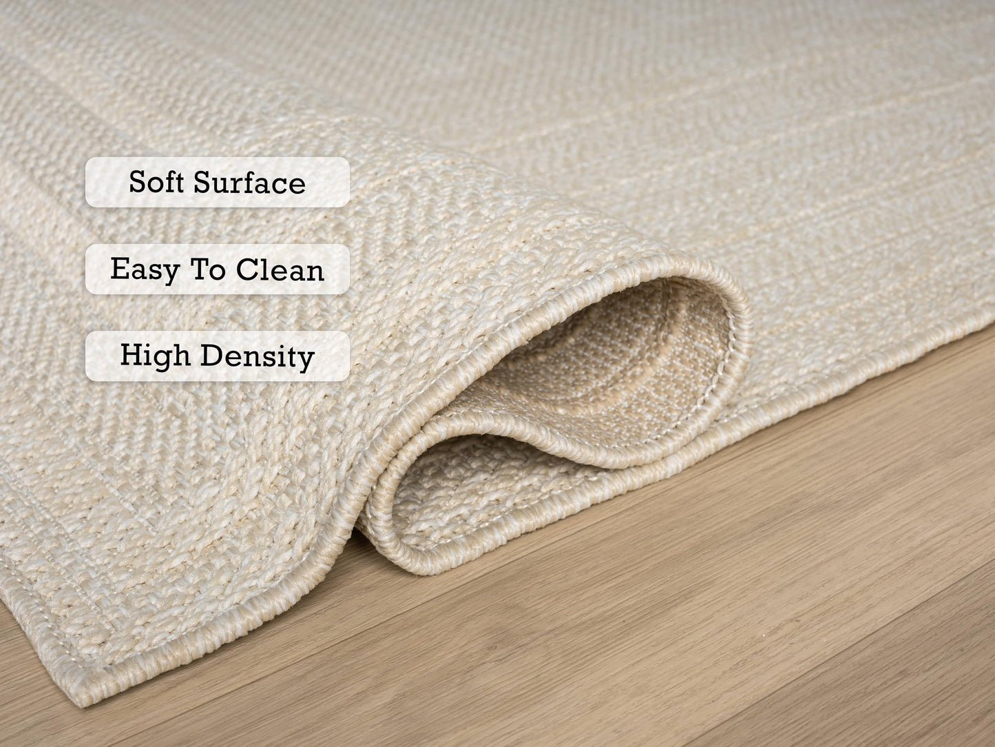 RUGGERRUGS Berry Easy Jute Indoor Outdoor Rug, 8x10 Neutral Bordered Jute Look, Weather Resistant, Easy Care, Lightweight Outdoor Farmhouse Carpet for Patio, Porch, Living Room (8' x 10', Ivory)