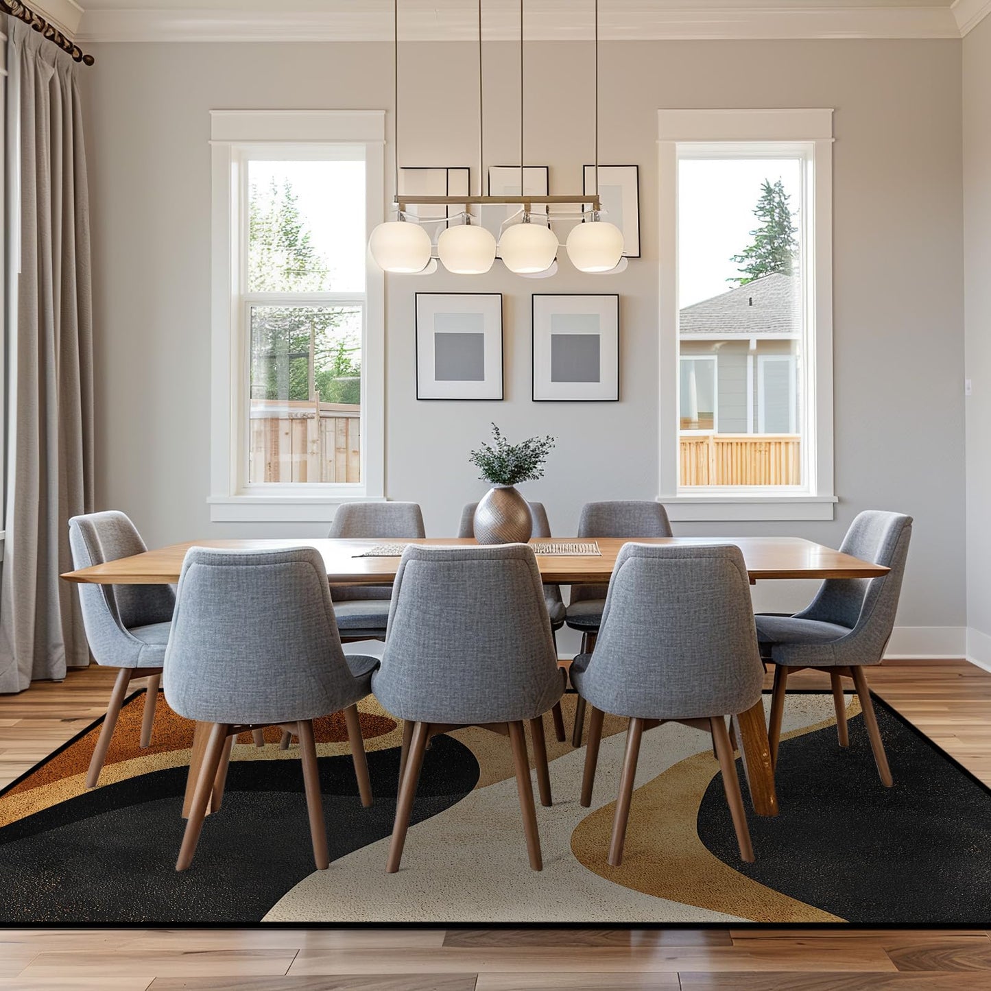Brown Abstract Area Rug Black Tan Washable 5x7 Rugs for Living Room Bedroom Earth Tone Non-Slip Soft Floor Large Carpet for Office Entryway Bathroom