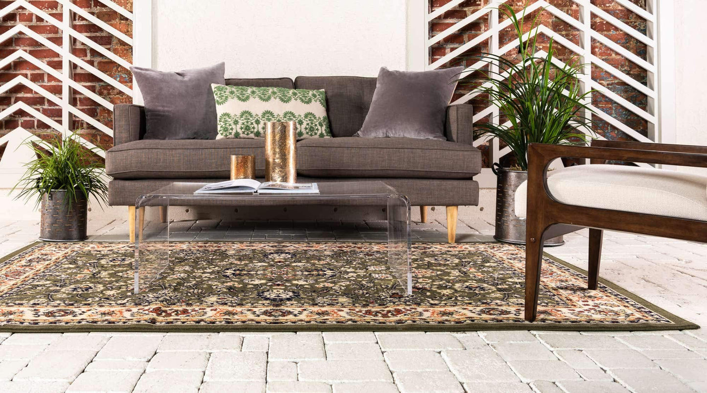 Unique Loom Sialk Hill Collection Area Rug - Washington (5' 3" x 8' Rectangle Green/Hunter Green)