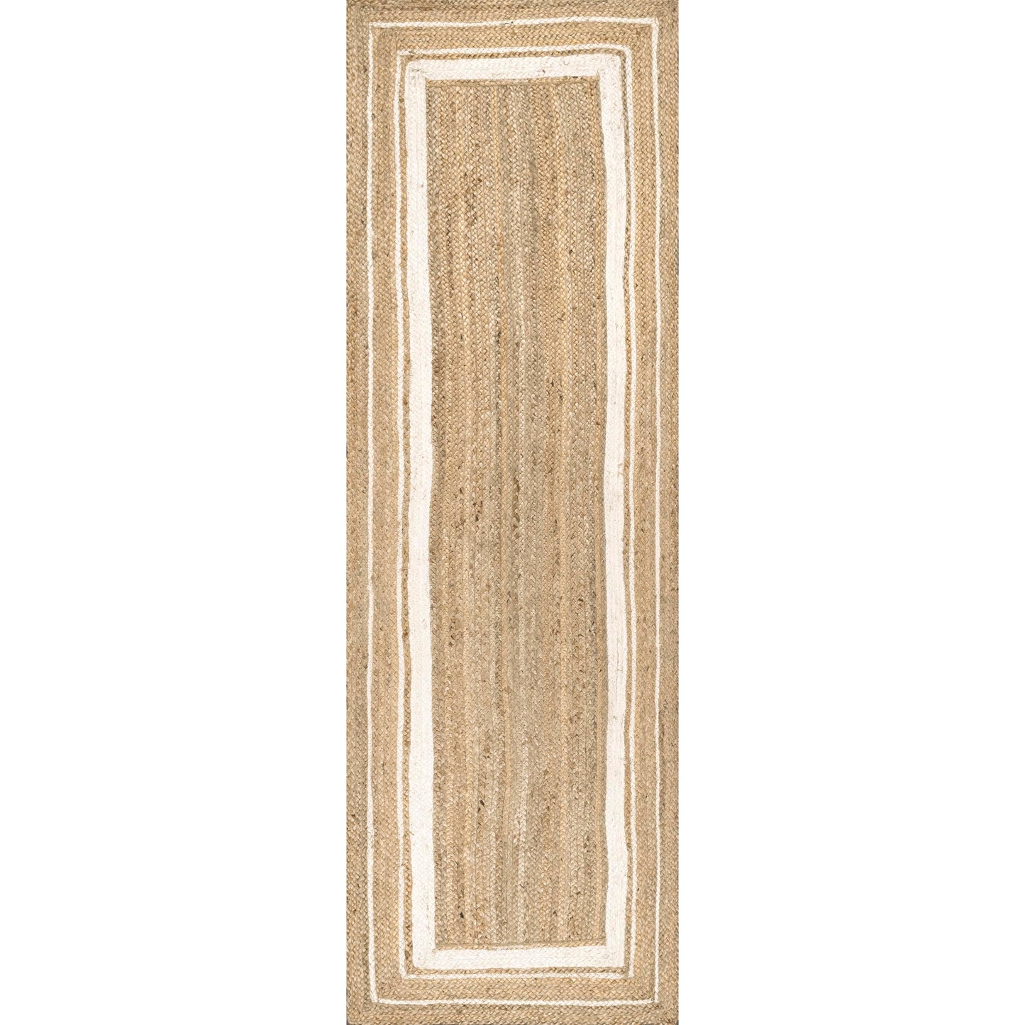 nuLOOM Rikki Coastal Braided Jute Runner Rug, 2' 6" x 10', Off-white