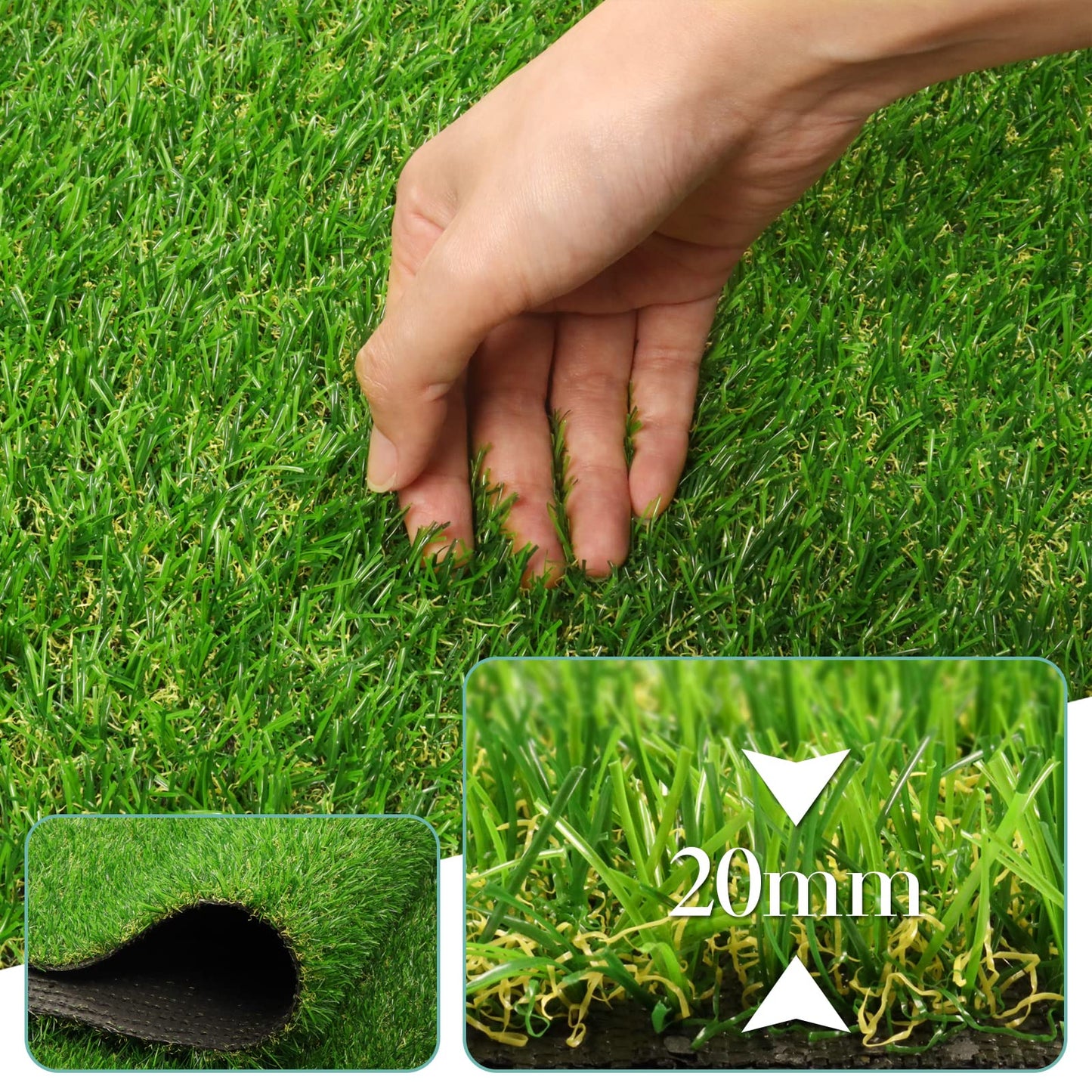 Artificial Grass Rug 3 FT x 5 FT, FREADEM Artificial Turf Mat with Drainage/Rubber Backing, Fake Grass Carpet for Garden Lawn, Patio, Landscape, Balcony, 0.8" Pile Height