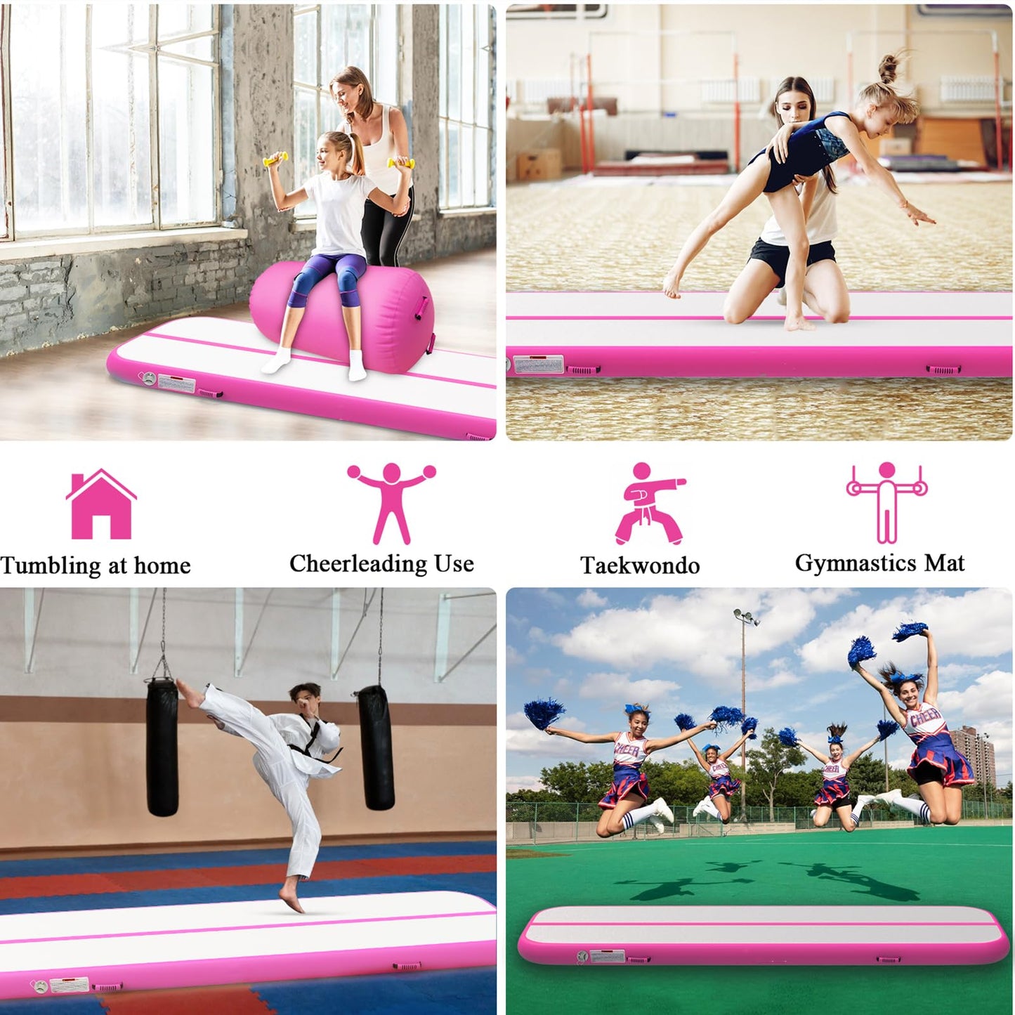 Estgora Gymnastics Mat For Tumbling 10ft Tumble Track 4 Inch Thick Inflatable Gymnastic Training Equipment For kids At Home Gym Cheerleading with Electric Pump
