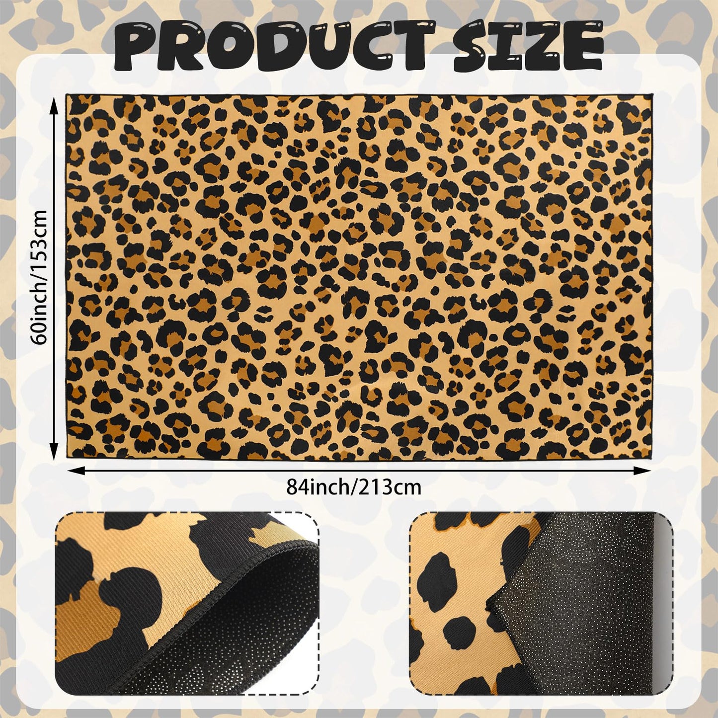 Klyyo Clyro Cheetah Classroom Carpets Leopard Playmat Rugs 5x7.6, Cheetah Pattern Area Carpet, Non-Slip Soft Plush Floor Mat for Bedroom Playroom Dining Room Laundry Room Kitchen Office Home