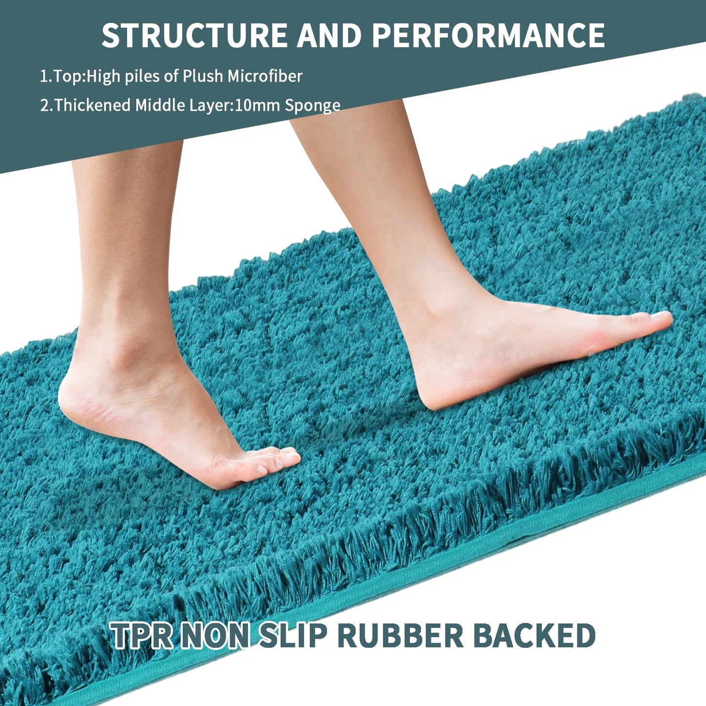 Baahrnom Bathroom Rugs Sets 3 Piece with Adjustable Toilet Seat Cover 17.5"x 15" Machine Washable Bath Rug Set with TPR Non Slip Rubber Backing Solid Bath Mat Set for Luxury Bathroom Decoration