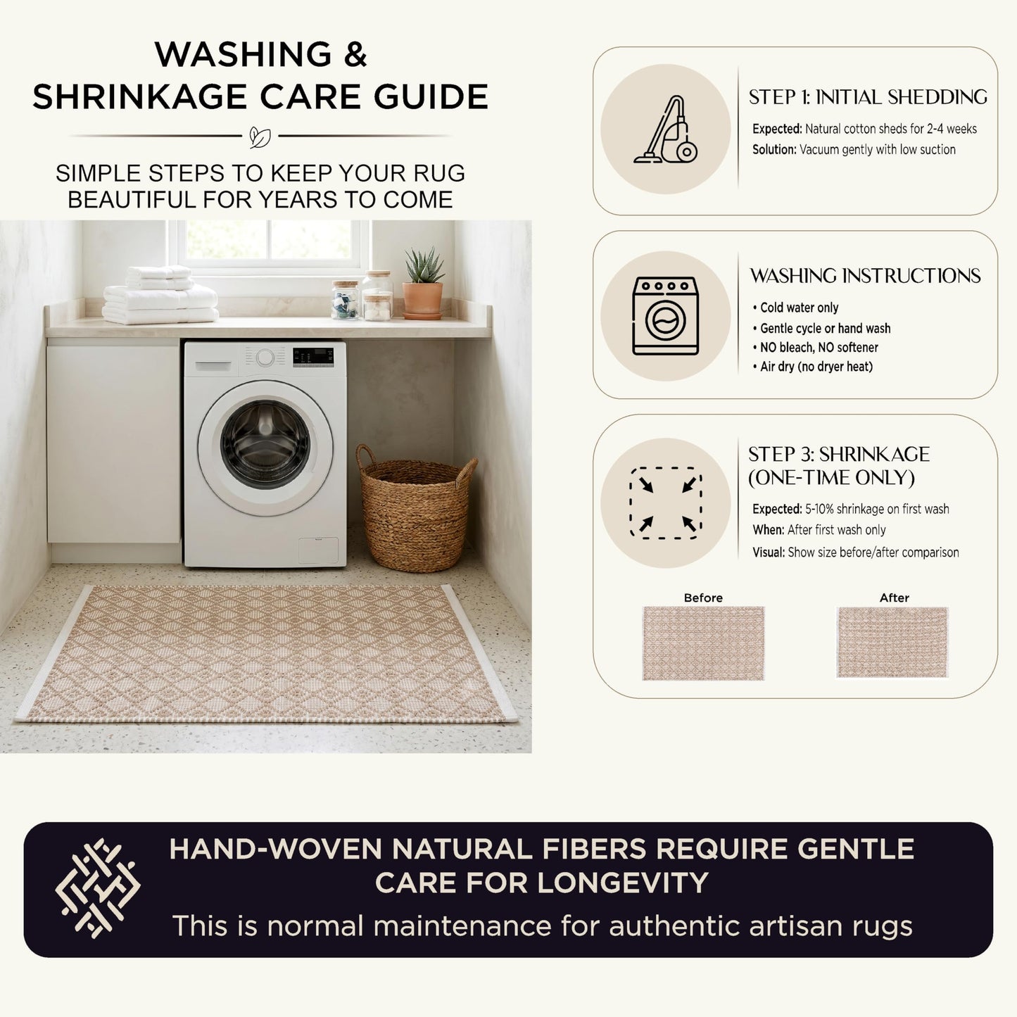 Cotton Diamond Woven Area Rug 2x3 Feet - Beige, Anti Slip Decorative Durable Boho Front Door Throw Mats Ideal for Entryway, Kitchen, Office | Teal Farmhouse Indoor Daily Use Patio Rugs for Bedroom