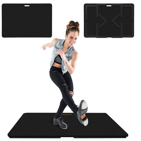 koretech Tap Dance Floor, Portable Dance Floor, Professional Tap Board for Tap Dancing, Cushioned Base Dance Practice Floor, 48'' x 28'', Black