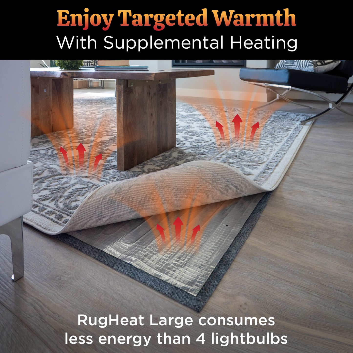 RugHeat Portable Heated Floor Mat, Runner (22x89 inches) Fits Under a 2'x7.5' Runner - Under-Rug Pad for Runner Next to Couch, Heated Rug, Electric Radiant Floor Heater for Area Rugs, Heating Mat