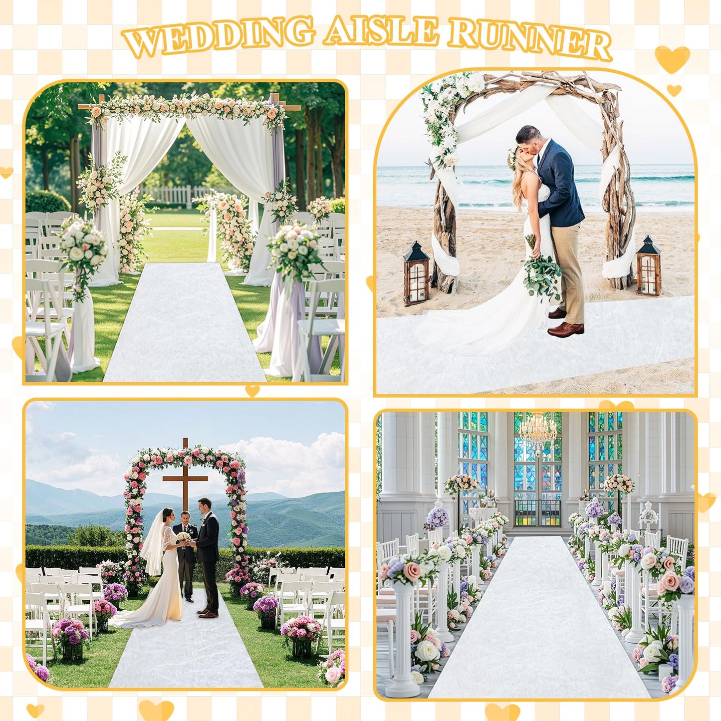 FOTSHARER White Aisle Runners for Weddings 4FTx20FT Long Velvet Aisle Runner for Wedding Ceremony Luxury Aisle Runner Rug Wide Carpet Runner Wedding Runway for Bridal Shower Church Wedding Reception
