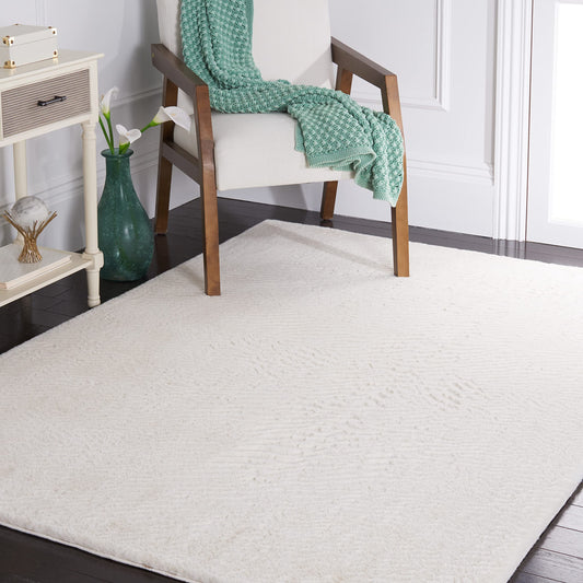 SAFAVIEH Washable Rug Faux Rabbit Fur Shag Collection - 5' x 7', Off-White, Slip Resistant & Easy Cleaning, Ideal for Living Room, Bedroom, Kids Playroom, Nursery, Dining Space (FRF500A)