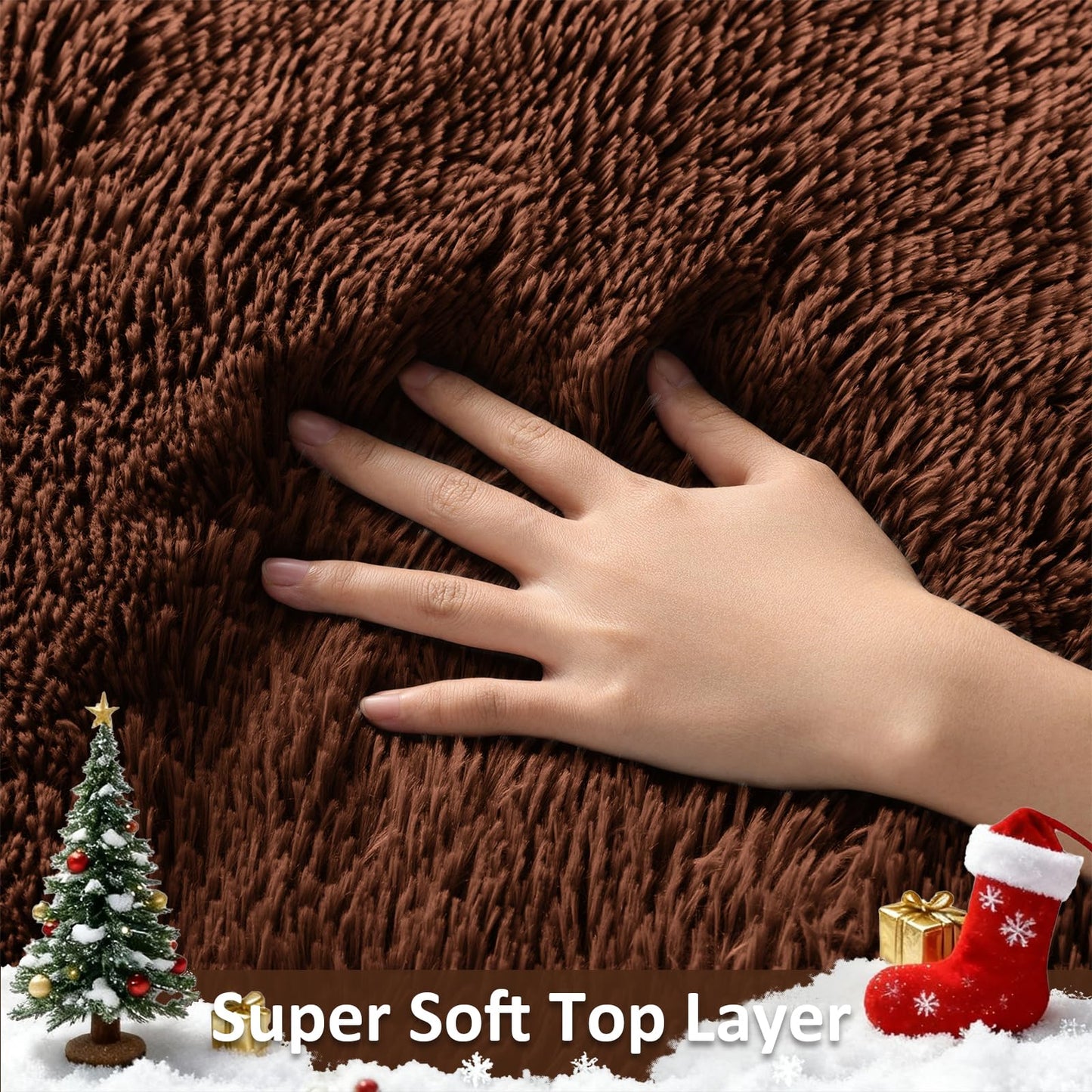 Ophanie Brown Rugs for Bedroom Living Room, Fluffy Fuzzy Furry Carpet,Plush Soft Shaggy Bedside Indoor Floor 4x6 Area Rug for Kids Girls Boys Baby Teen Dorm Nursery Decor with Over 99 pcs Pile fibers