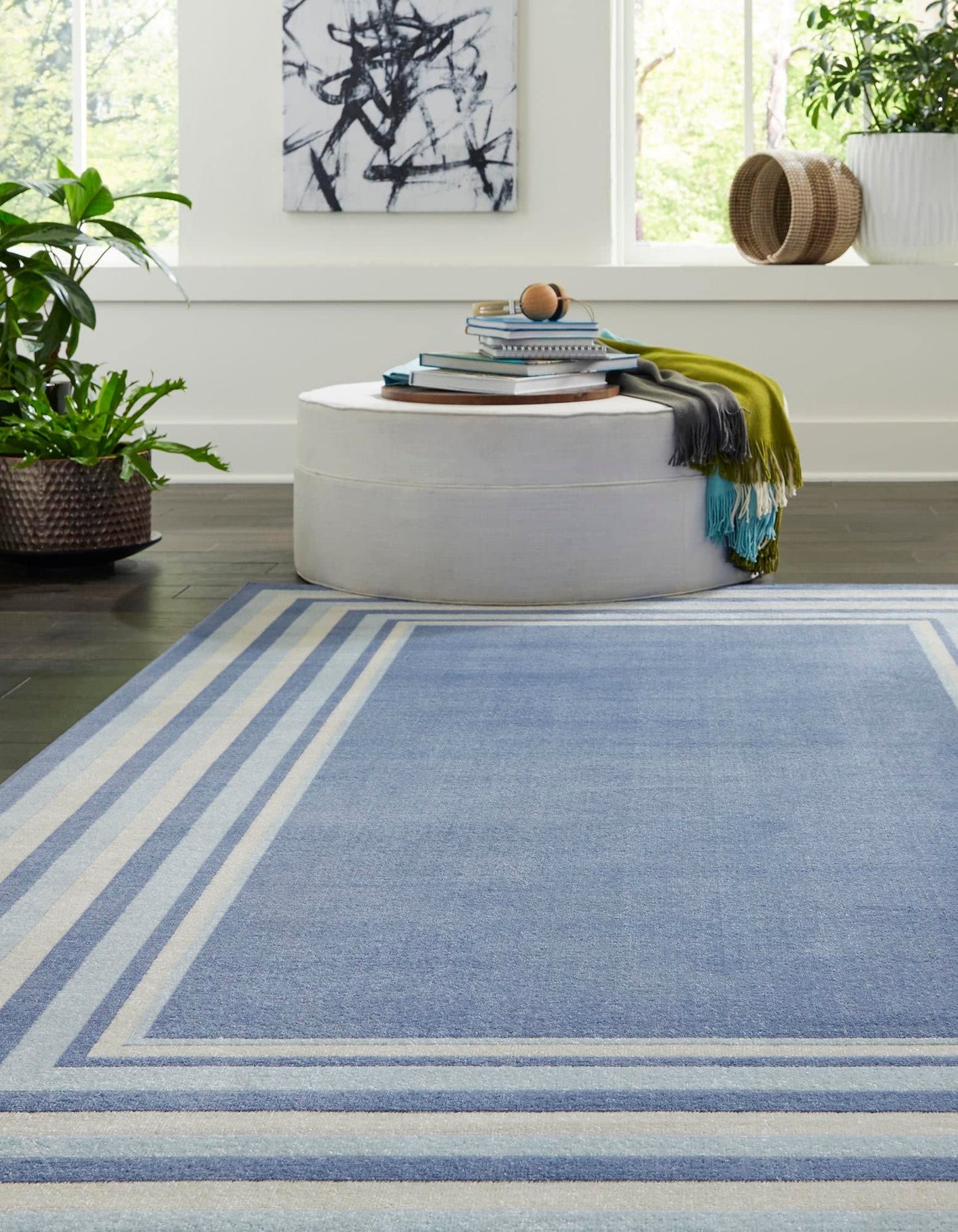 Unique Loom Lotus Collection Area Rug - Guyana (5' 3" x 8' Rectangle, Blue/ Light Blue)