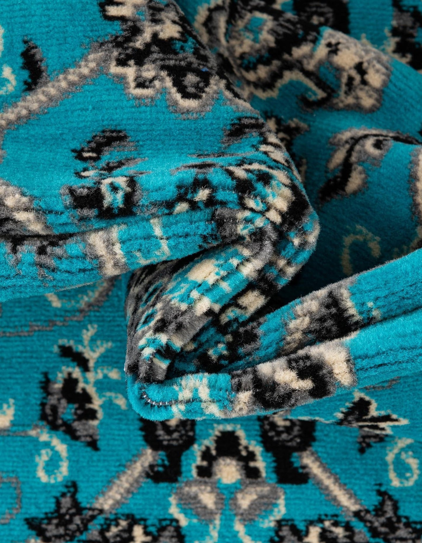 Unique Loom Sialk Hill Collection Area Rug - Washington (7' 10" Square, Turquoise/ Black)