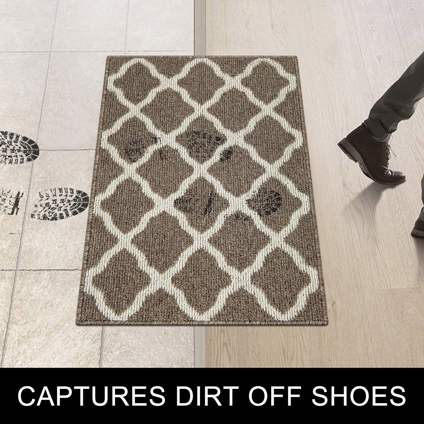 SHACOS Washable Runner Rug 20"x59" Non Slip Stain Resistant Dirt Trapper Rug Runner Floor Mat Carpet Runners for Entryway Kitchen Home Garage Office, Brown