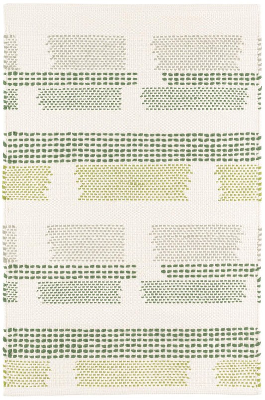 Dash and Albert Tread Lightly Green Handwoven Cotton Rug, 2 X 3 Feet, Green/White Stripe Pattern - Premium Luxury Hotel Quality Soft Breathable Hypoallergenic Machine Washable Easy Care All Season