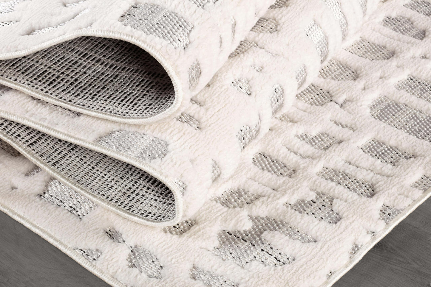Beverly Rug Micro Loop Area Rug Gray/White 5x7 Abstract Modern Luxury Irregular Grid Durable Soft Indoor Rugs for Living Dining Room Office Stain Resistant Non Shedding Casual Indoor Carpet 5 x 7