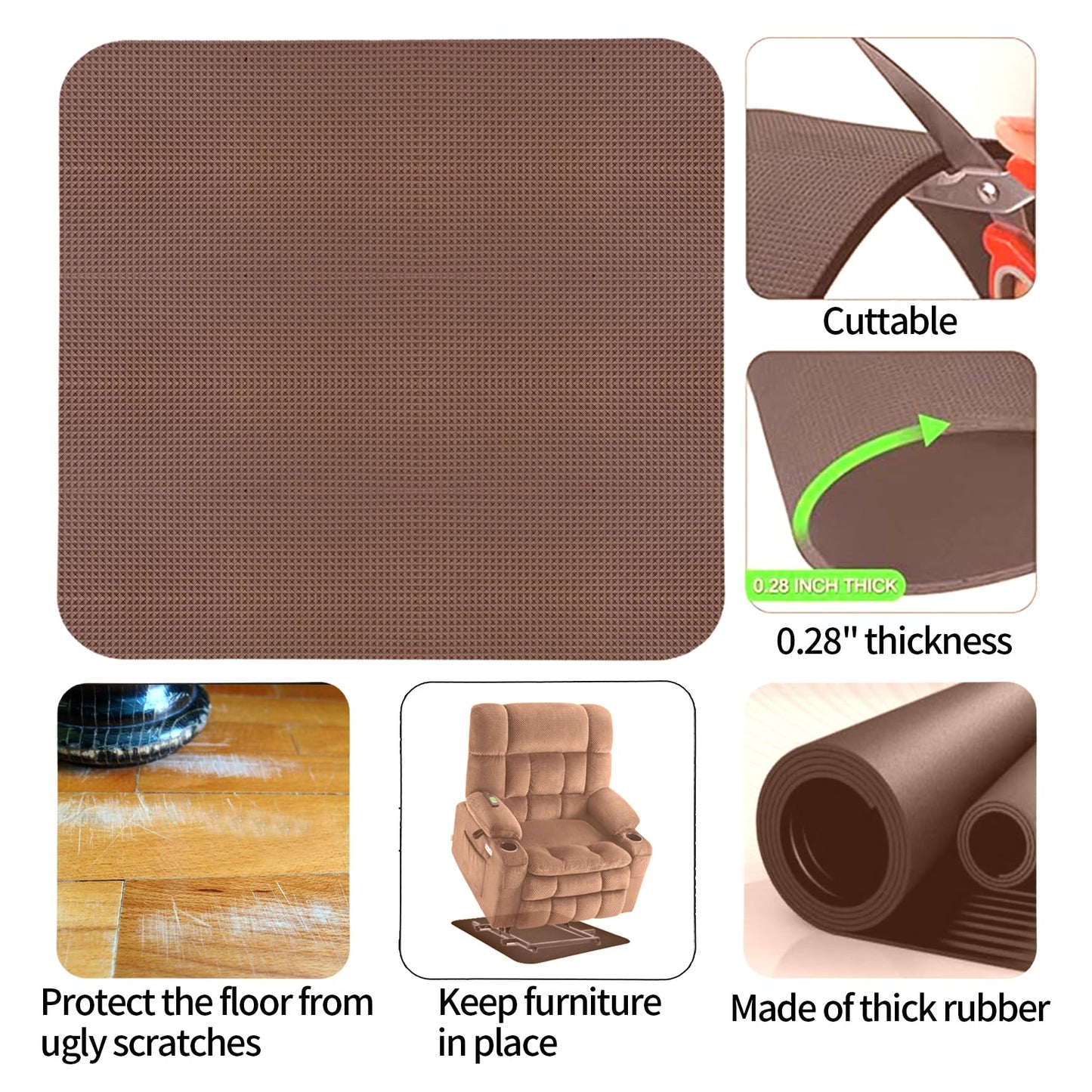 Recliner Pads for Hardwood Floors,Non Slip Recliner Grippers,Under Recliner Floor Protectors,Furniture Pads to Prevent Sliding,Non Slip Furniture Rail Pad for Recliners,Swivel Chairs,Coffee