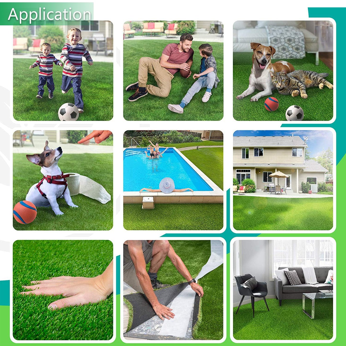 Petgrow Artificial Synthetic Grass Turf 5FTX8FT(40 Square FT),0.8" Pile Height Indoor Outdoor Pet Dog Artificial Grass Mat Rug Carpet for Garden Backyard Balcony