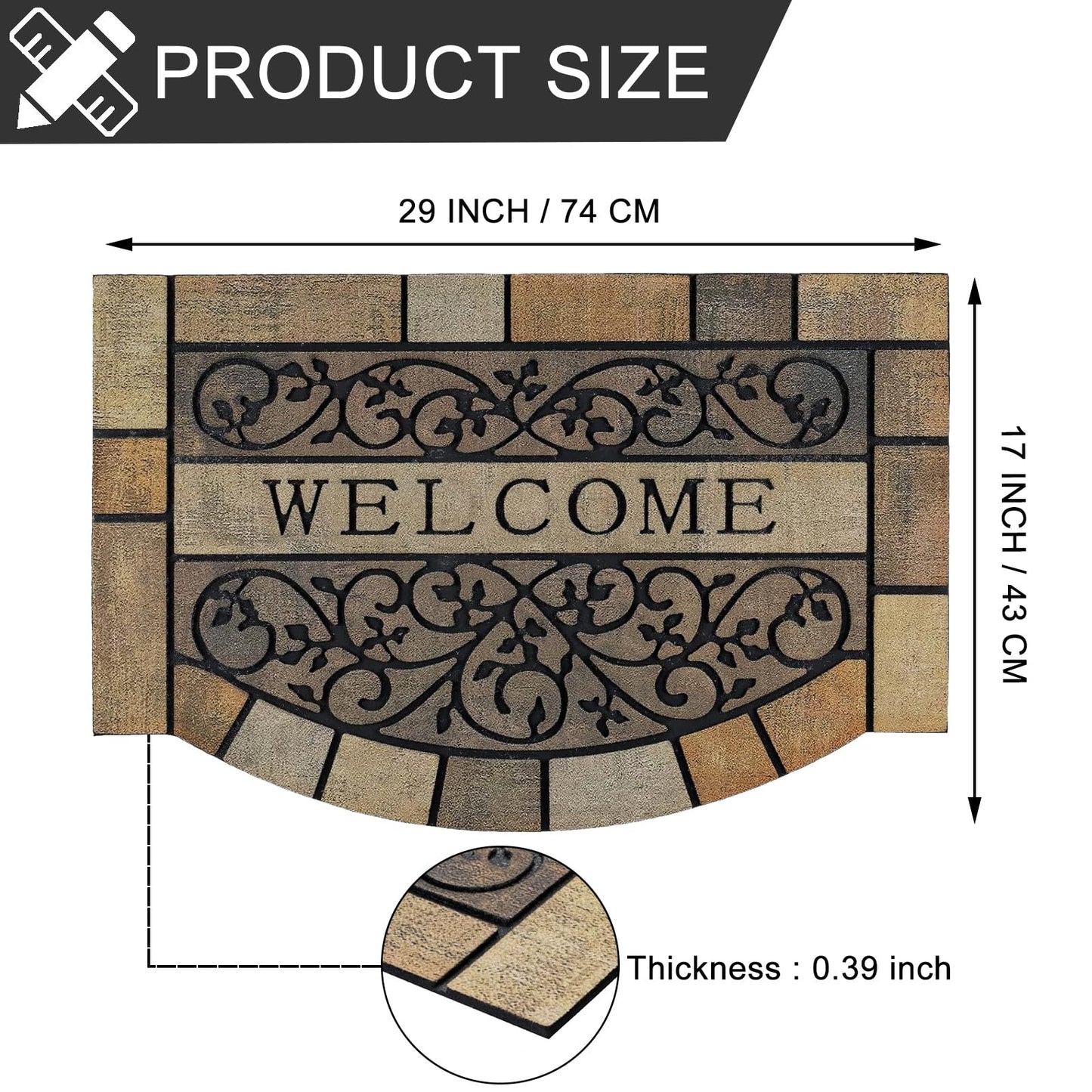 CHICHIC Door Mat Welcome Mat 17x 29 Inch Front Door Mat Outdoors for Home Entrance Outdoors Mat for Outside Entry Way Doormat Entry Rugs, Heavy Duty Non Slip Rubber Back Low Profile,Vine