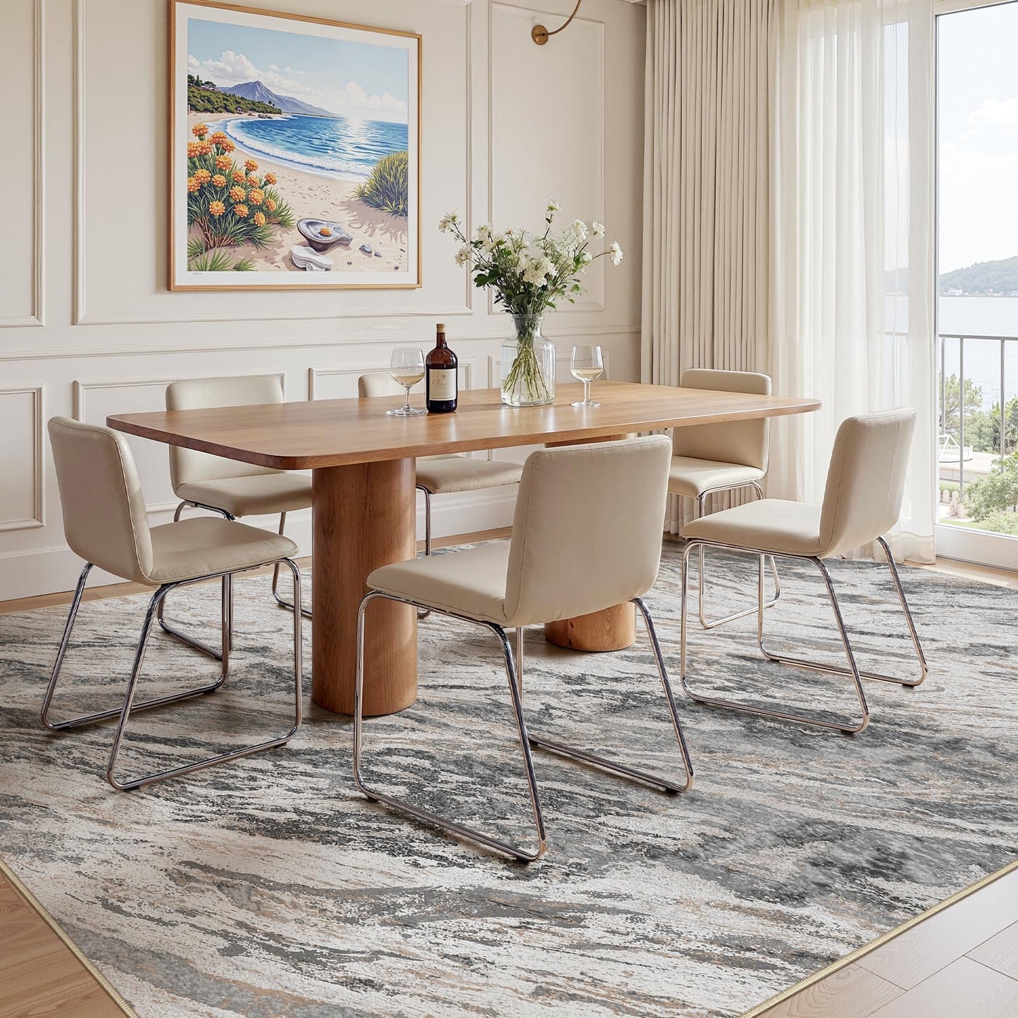 Micgeek Area Rugs for Living Room: 9X12 Abstract Washable Rug Modern Neutral Large Soft Stain Resistant Non-Slip for Bedroom Dining Room Indoor Home Office Carpet - Taupe