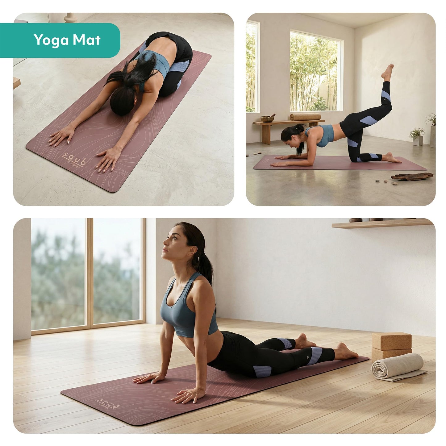 Premium PU & Natural Rubber, Yoga Mat Thick 5mm – Non Slip Exercise Mat Workout Surface, Extra Large 72'' x 27'' Wide Design, Pilates Fitness Training – Includes Strap & Carry Bag
