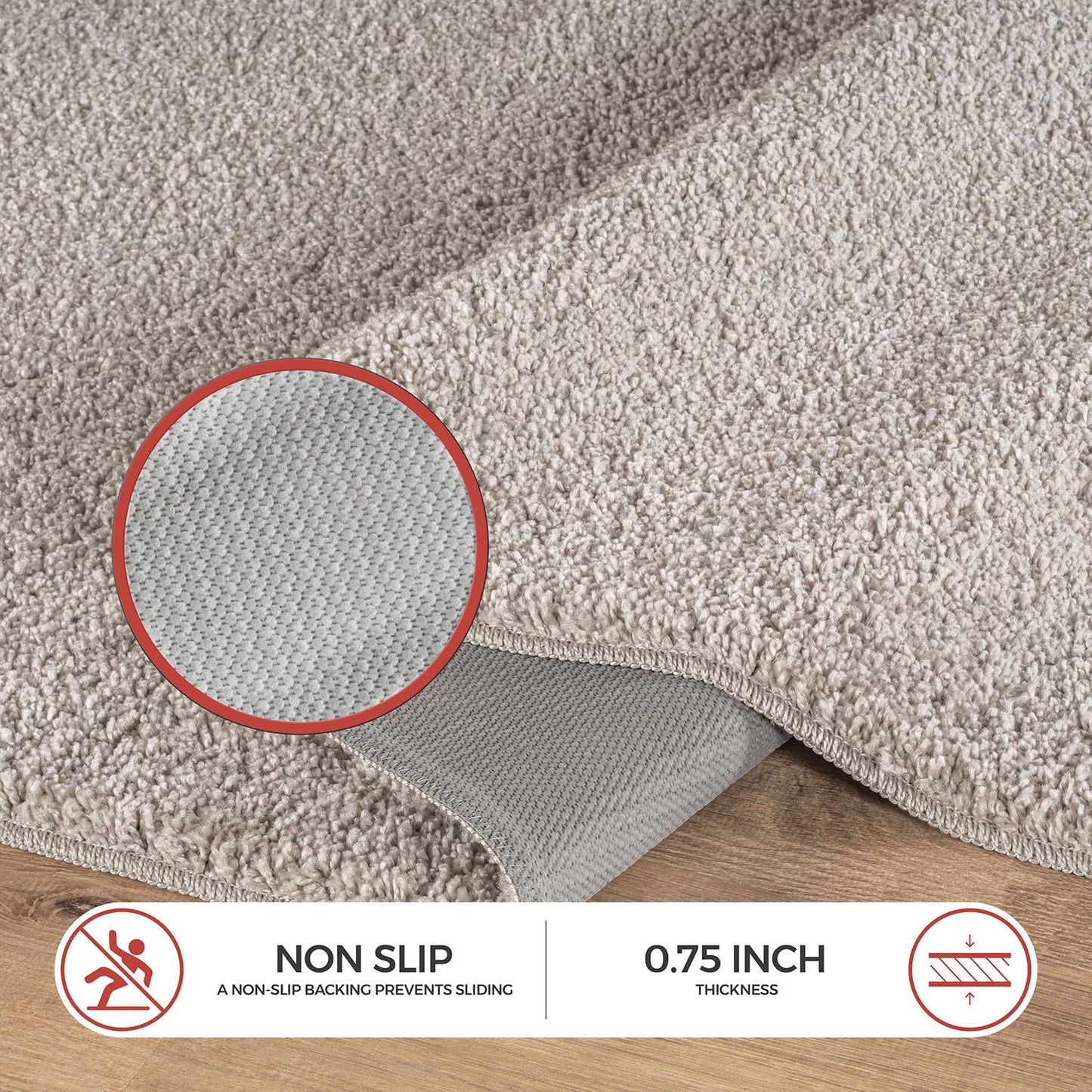 Luul Home Non Slip Solid Area Rug Gray 5x7 Rubber Back Soft Rugs for Living Room Kitchen Bedroom and Hallway Stain Resistant Washable Easy Cleaning Non Shedding Carpet Gray 5 x 7