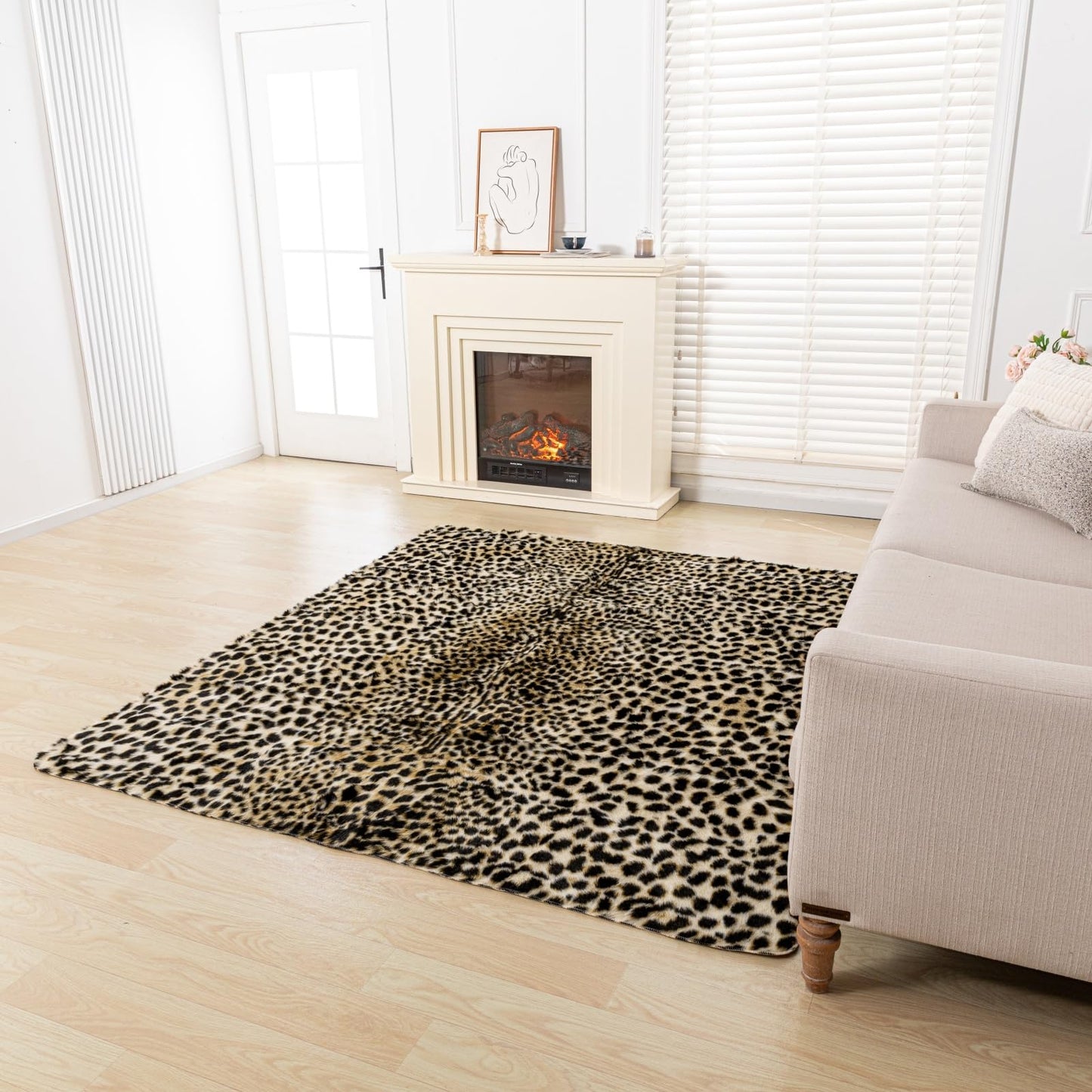 Asuprui Cheetah Print Area Rug – Soft Leopard Rug Animal Print Cowhide Rug for Kids' Room Decor, Playroom or Nursery (5.9 x 7 Ft)