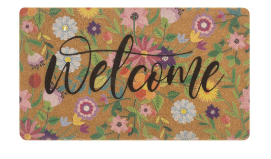 Spring Welcome Door-Mats Floral Coir Doormats - 30"x17"Non Slip Large Indoor Colorful Welcome Doormat for Entryway Outside Yard Home Decoration