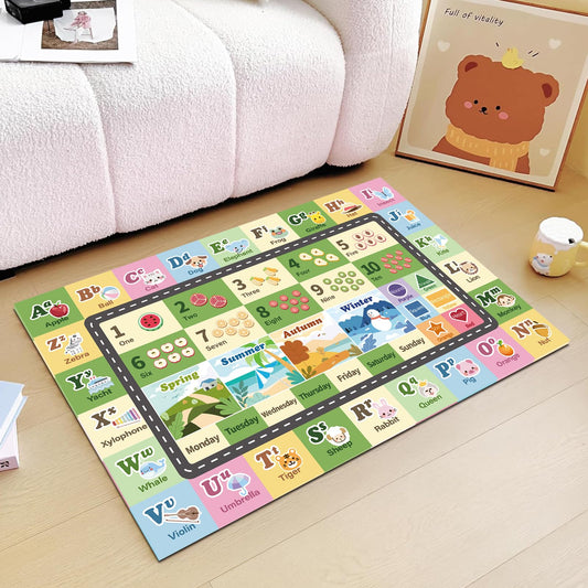 Kids ABC Rug for Playroom, Classroom Alphabet Area Carpet Playmat,Washable Toddler Mat for Baby Room,Play Room,Bedroom,Floor,Nursery (Green,3'x5')