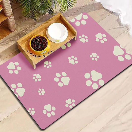 Pet Feeding Mat Dog Cat Food Mat Absorbent No Stains Quick Dry Rubber Bottom Anti-Slip Water Bowl Mats Easy to Clean for Indoor Pet Placemats Water Dispenser Mat