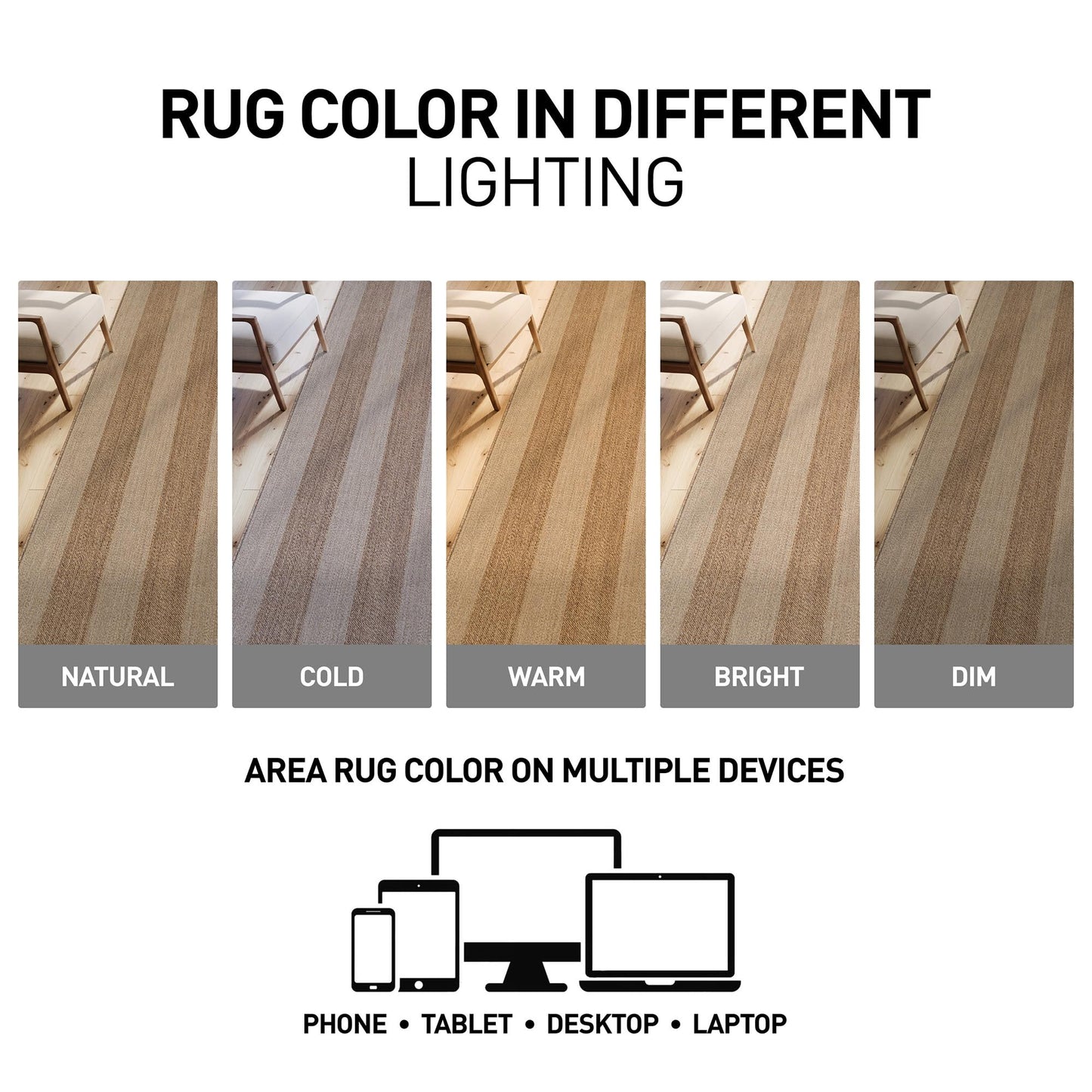 Rugshop Striped Indoor Outdoor Flat Woven Area Rug,Natural Jute-Style,Easy-Care Patio Rug for Backyard Porch Deck Balcony, 7'10" x 10' Sand/Natural