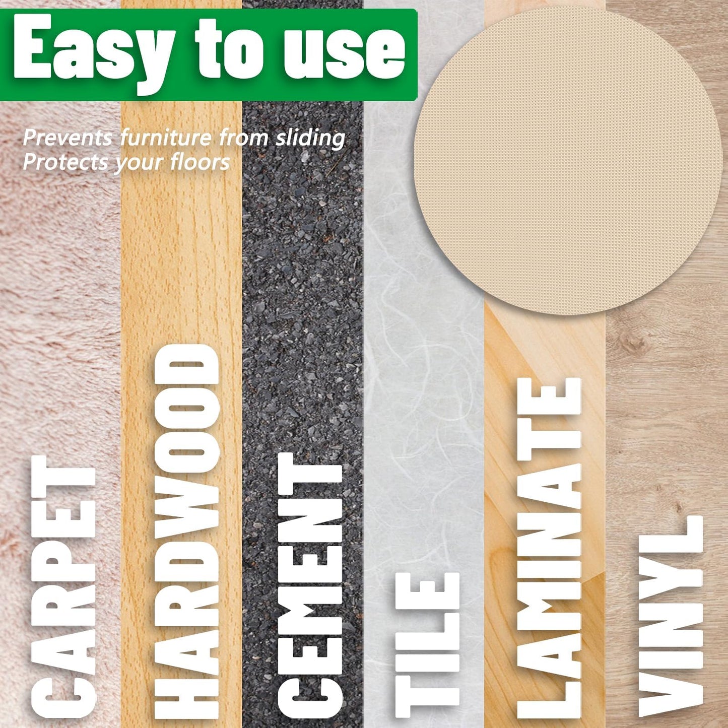 2Pcs Round Recliner Floor Protector Recliner Pads Swivel Chairs Recliners Rug for Floor Circle Anti Slip Furniture Pads Rubber Non Skid Furniture Gripper Mats (27.5’’ Camel)