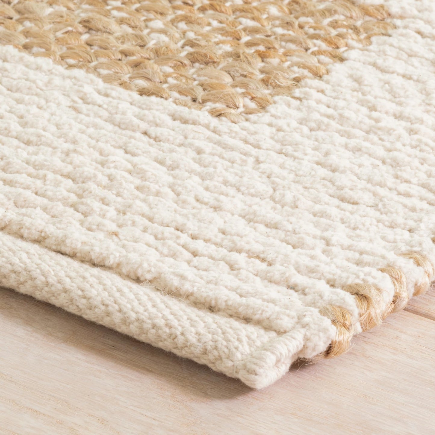 Dash & Albert Milo Ivory Handwoven Jute/Cotton Rug, 2 X 3 Feet, Tan Stripe Pattern