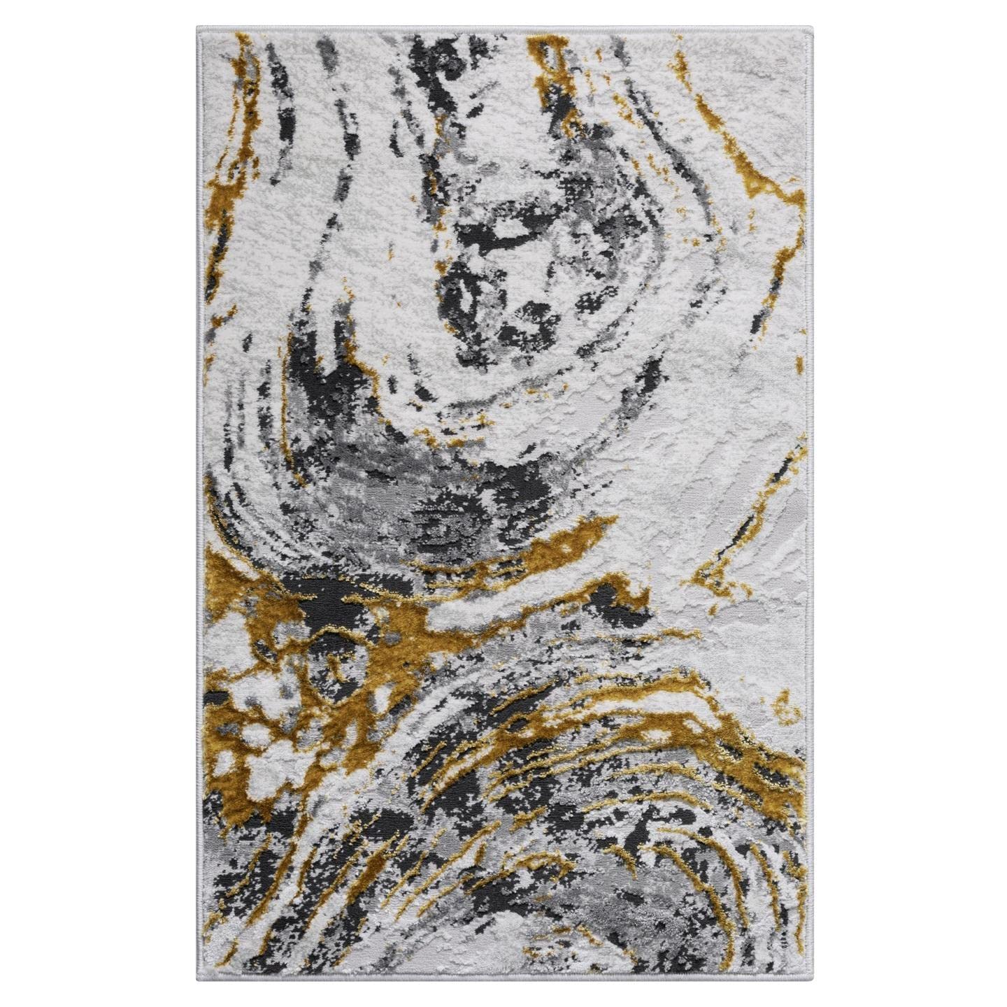 LUXE WEAVERS Marble Swirl Gold 2x3 Area Rug
